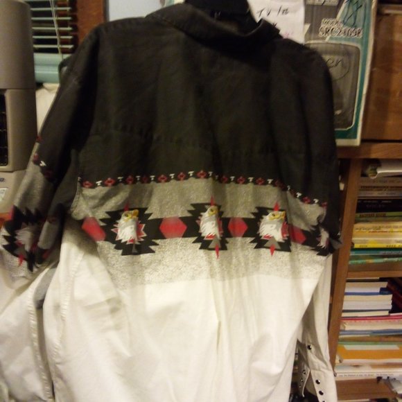 2 Western LS Dress Shirts Aztec Vintage 90's Panhandle Slim and High Noon - Picture 10 of 10